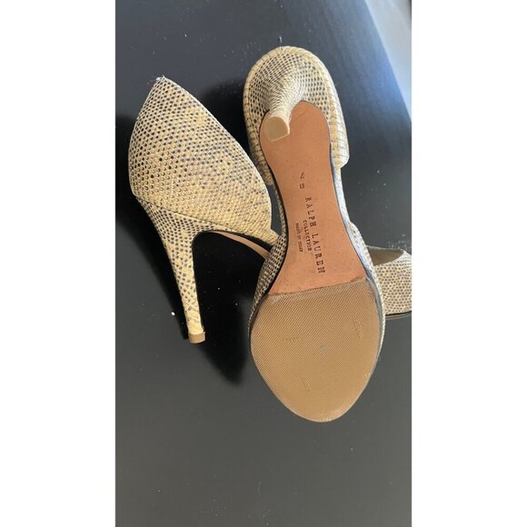 RALPH LAUREN PURPLE COLLECTION LIZARD D'ORSAY PEEP TOE HEELS 37 - Picture 9 of 10